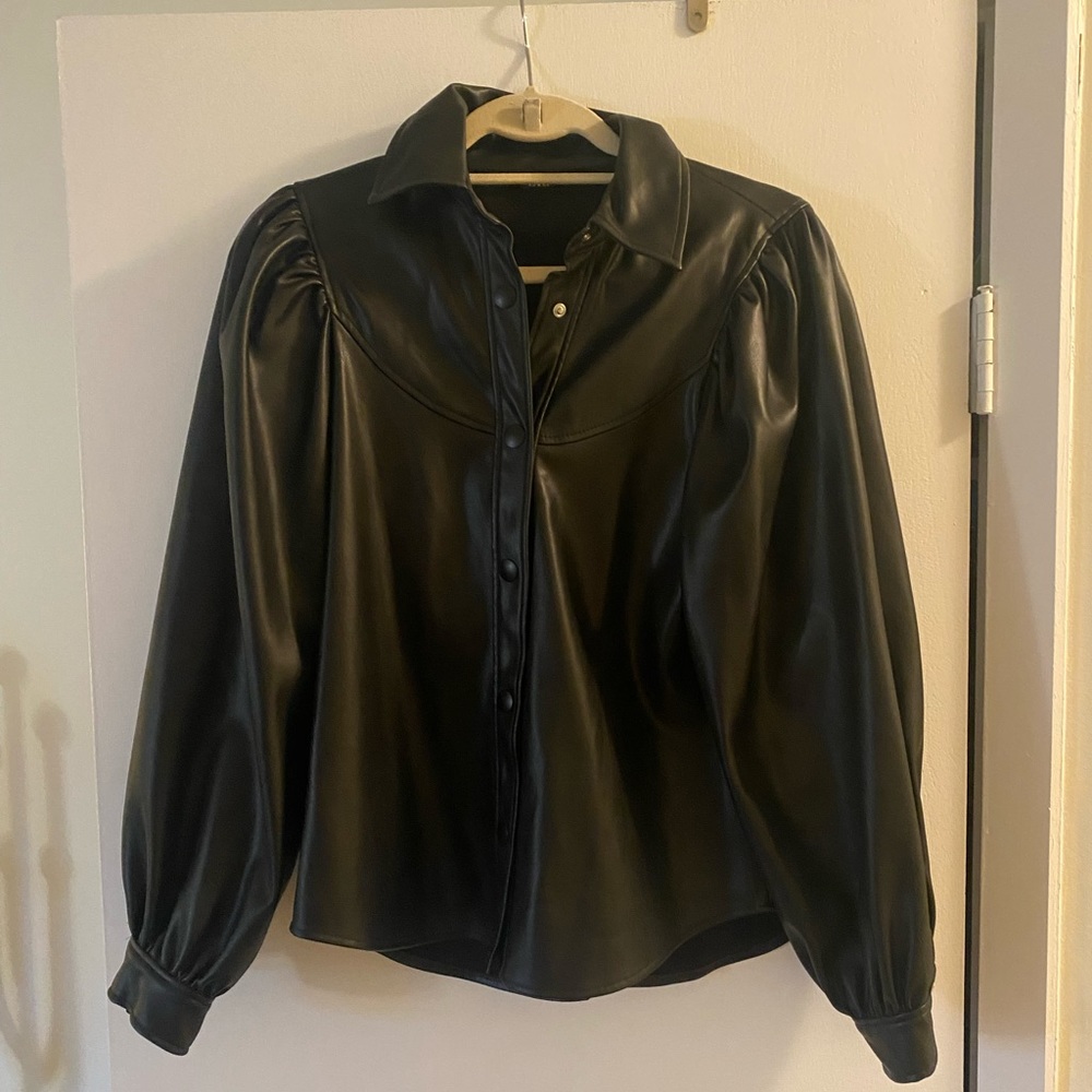 Zara Puff Sleeve Vegan Leather shirt